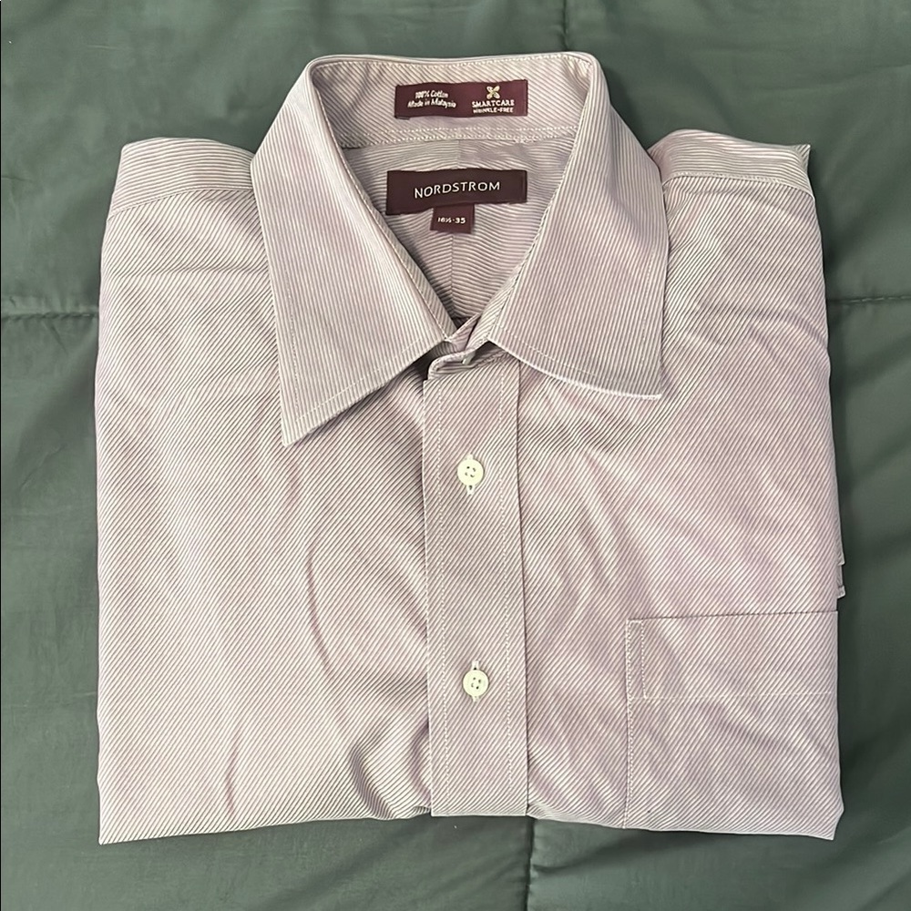 Nordstrom Burgundy Pinstripe Dress Shirt Size 16.5